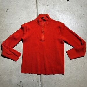 Vintage Banana Republic Quarter Zip Sweater Womens M Red Elbow Patch Knit Wool
